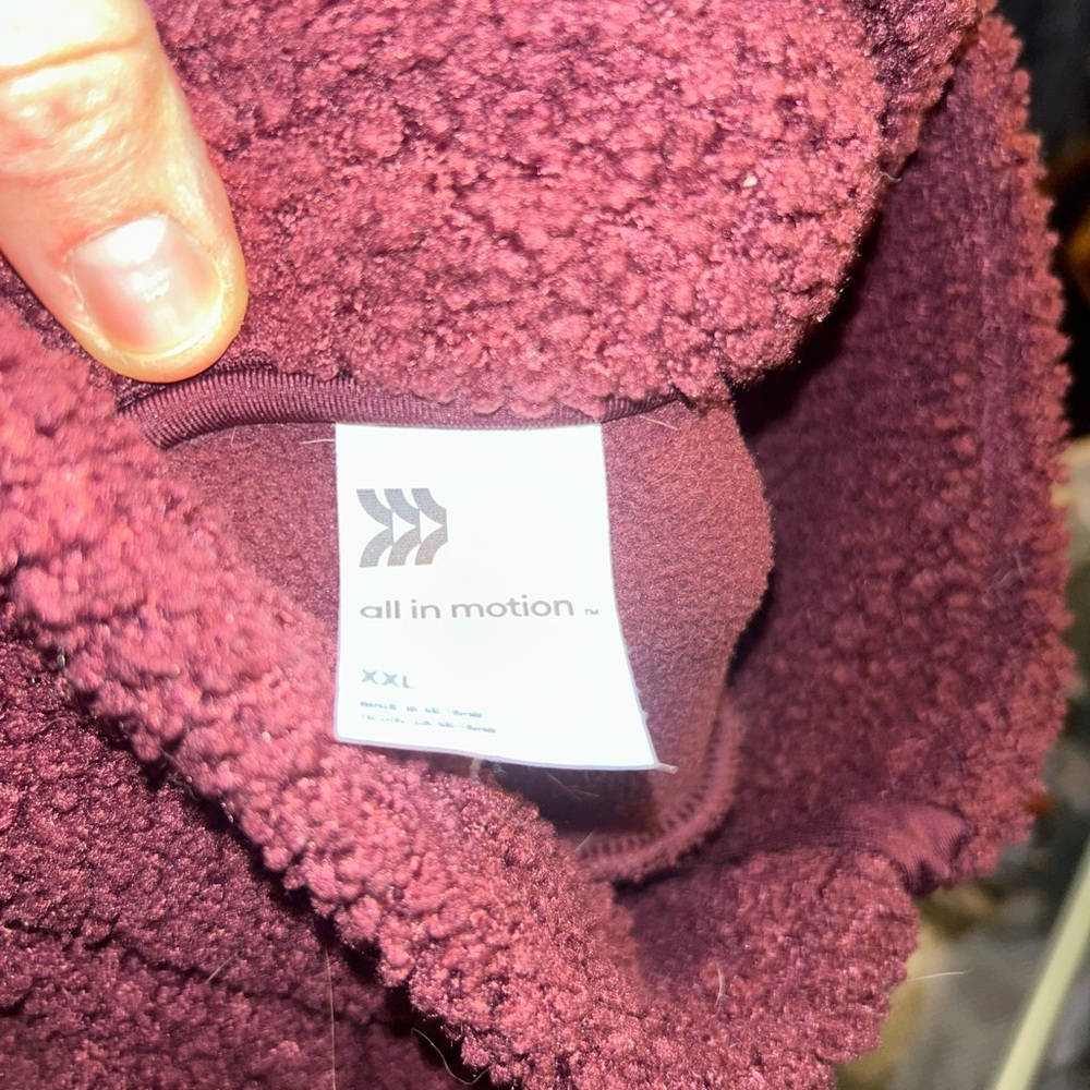 All in Motion Maroon Sherpa Fleece Jacket. Womens XXL - Picture 8 of 11